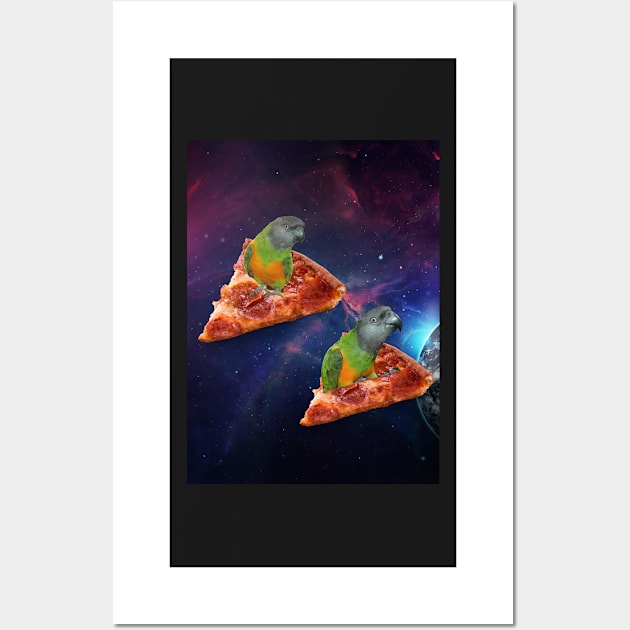 senegal parrot space pizza funny Wall Art by Oranjade0122